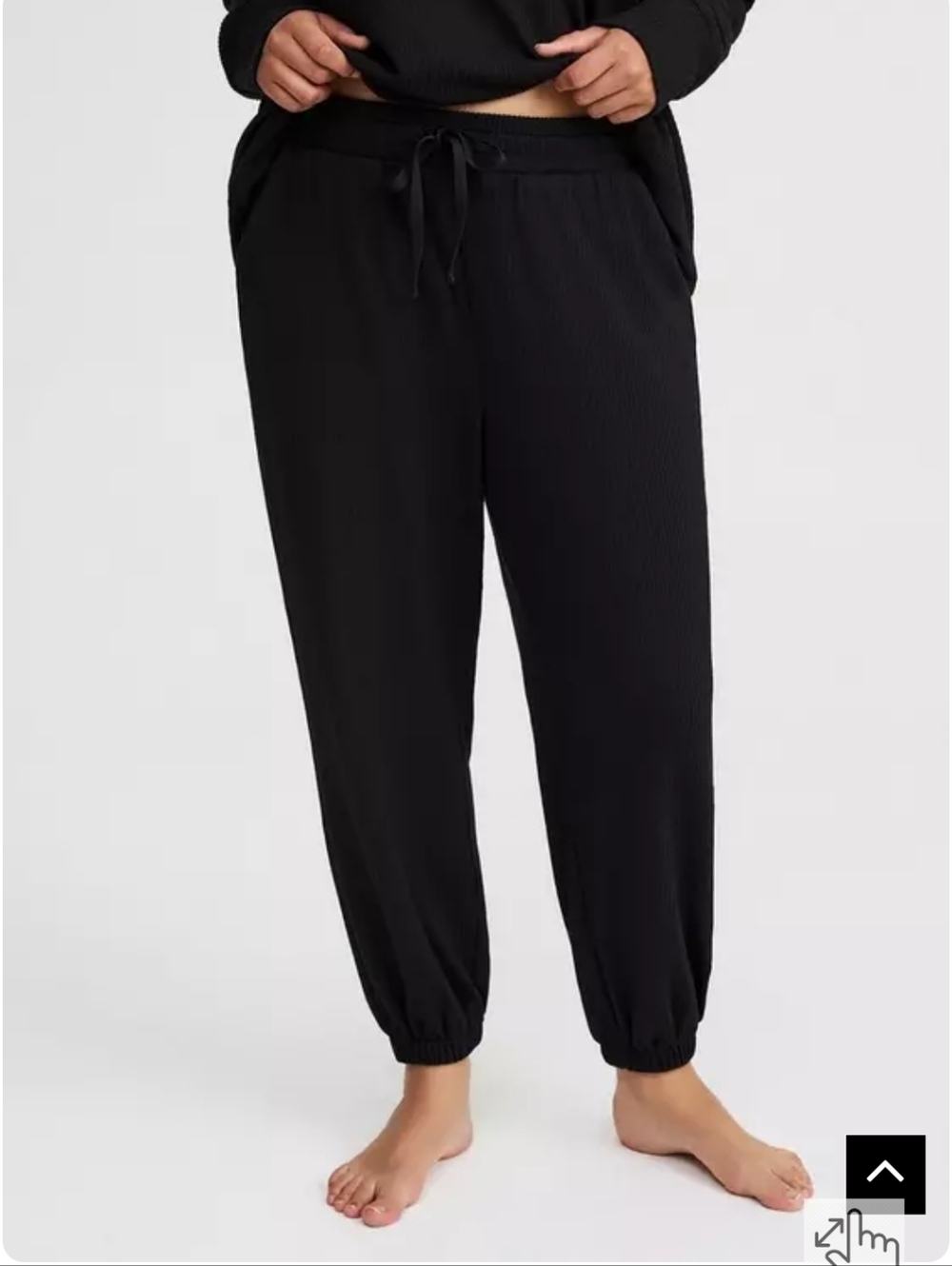 Torrid Sleep Textured Ribbed Fleece Relaxed Lounge Jogger. Black. Size 0 (Large)